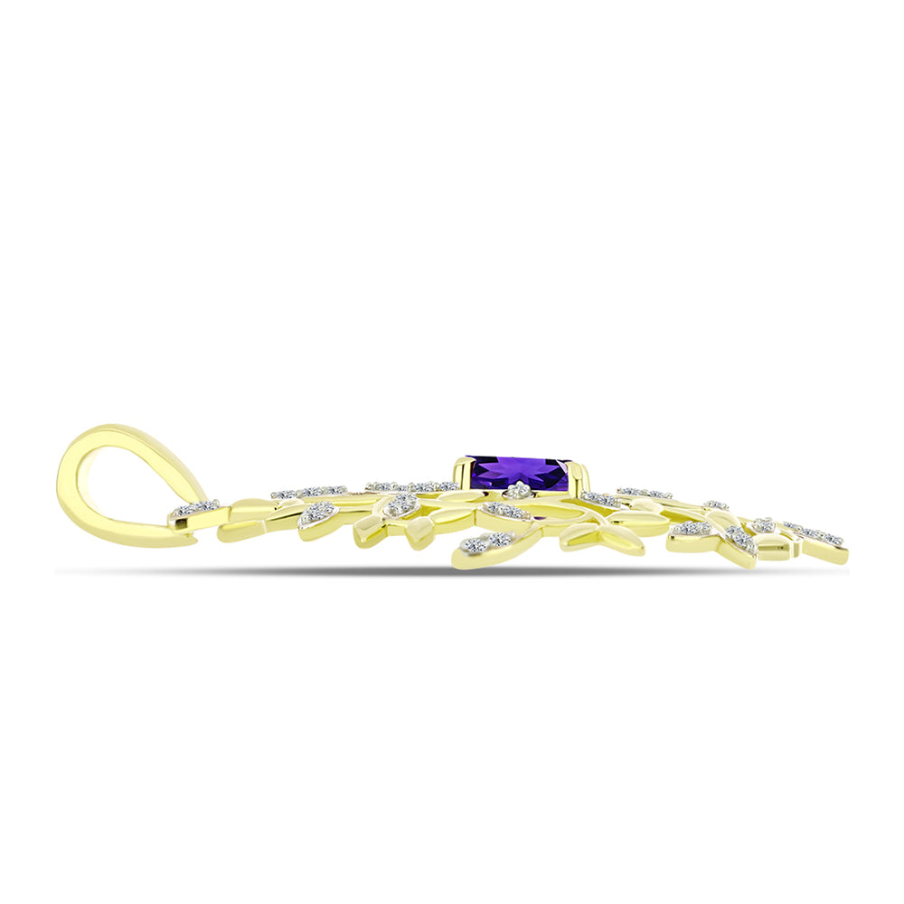 Pendente de Prata com Banho de Ouro com Ametista de Marrocos e Topázio Branco  Contraste: Cabeca de Veado (800) 2 