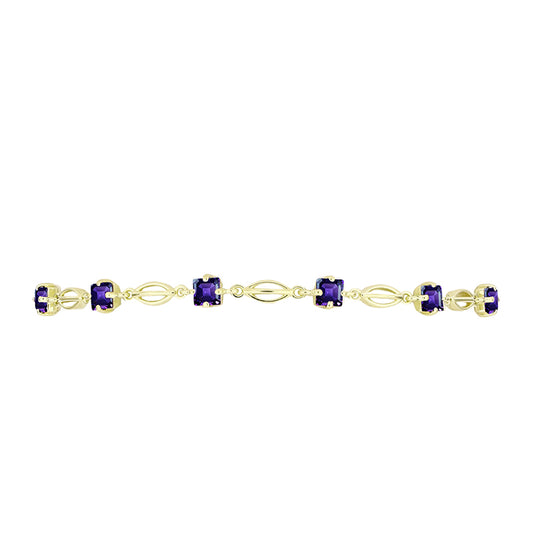Pulseira de Prata com Banho de Ouro com Ametista de Marrocos  Contraste: Cabeca de Veado (800)