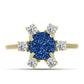 Anel de Prata com Banho de Ouro com Drusy Azul e Topázio Branco  Contraste: Cabeca de Veado (800)