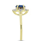 Anel de Prata com Banho de Ouro com Drusy Azul e Topázio Branco  Contraste: Cabeca de Veado (800)