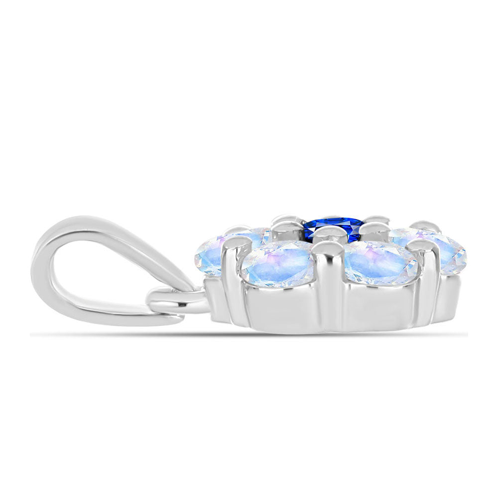 Pendente de Prata com Safira Azul Australiana e Pedra da Lua Arco-íris 2 