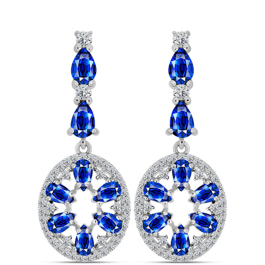 Brincos de Prata com Safira Azul Australiana e Topázio Branco  Contraste: Cabeca de Veado (800)