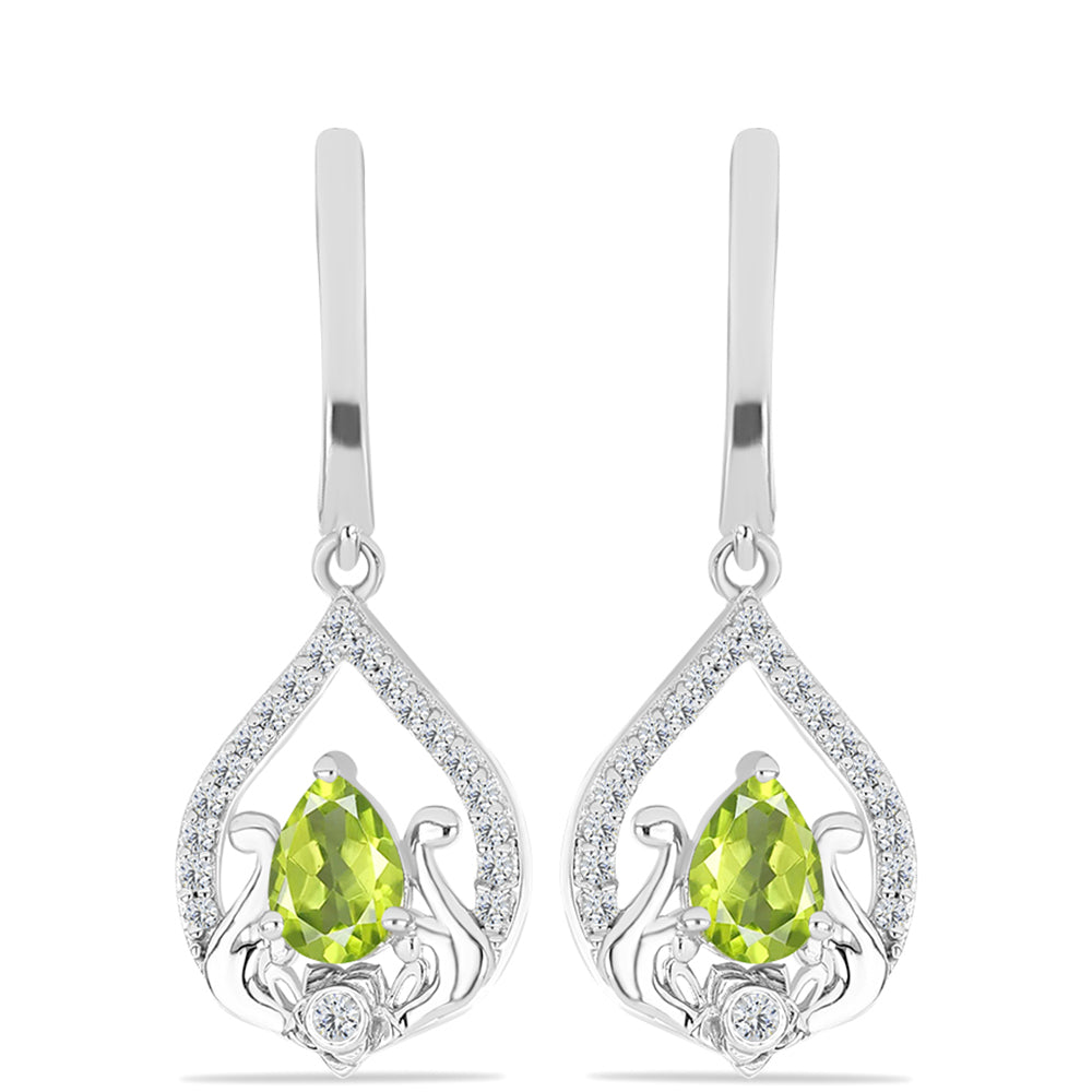 Brincos de Prata com Peridoto de Changbai e Topázio Branco