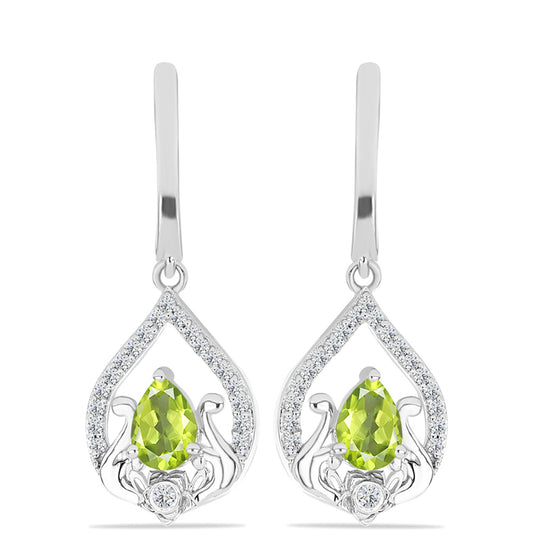 Brincos de Prata com Peridoto de Changbai e Topázio Branco
