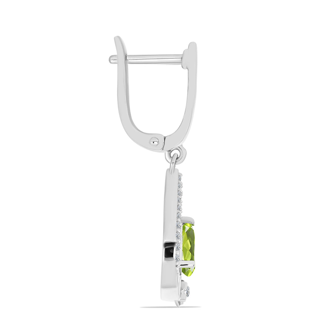 Brincos de Prata com Peridoto de Changbai e Topázio Branco