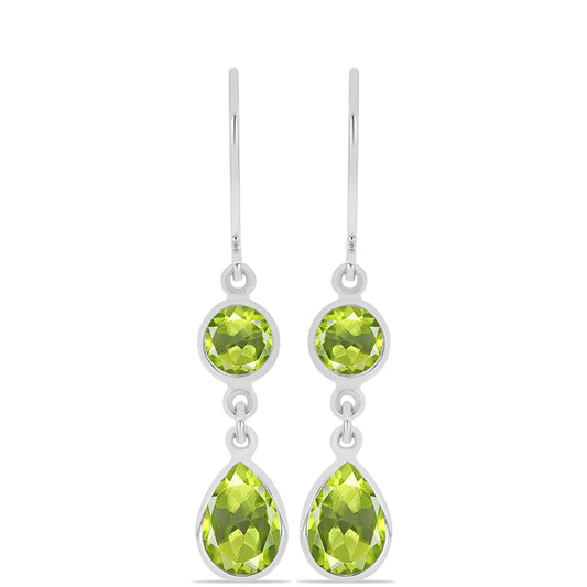 Brincos de Prata com Peridoto de Changbai