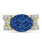 Anel de Prata com Banho de Ouro com Drusy Azul e Topázio Branco  Contraste: Cabeca de Veado (800)