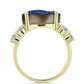 Anel de Prata com Banho de Ouro com Drusy Azul e Topázio Branco  Contraste: Cabeca de Veado (800)