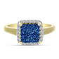 Anel de Prata com Banho de Ouro com Drusy Azul e Topázio Branco  Contraste: Cabeca de Veado (800)