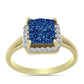 Anel de Prata com Banho de Ouro com Drusy Azul e Topázio Branco  Contraste: Cabeca de Veado (800)