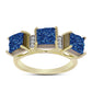 Anel de Prata com Banho de Ouro com Drusy Azul e Topázio Branco  Contraste: Cabeca de Veado (800)