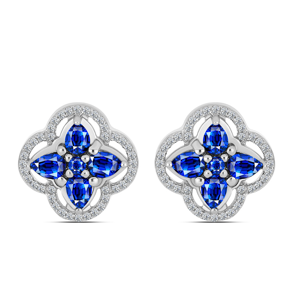 Brincos de Prata com Safira Azul Australiana e Topázio Branco 1 