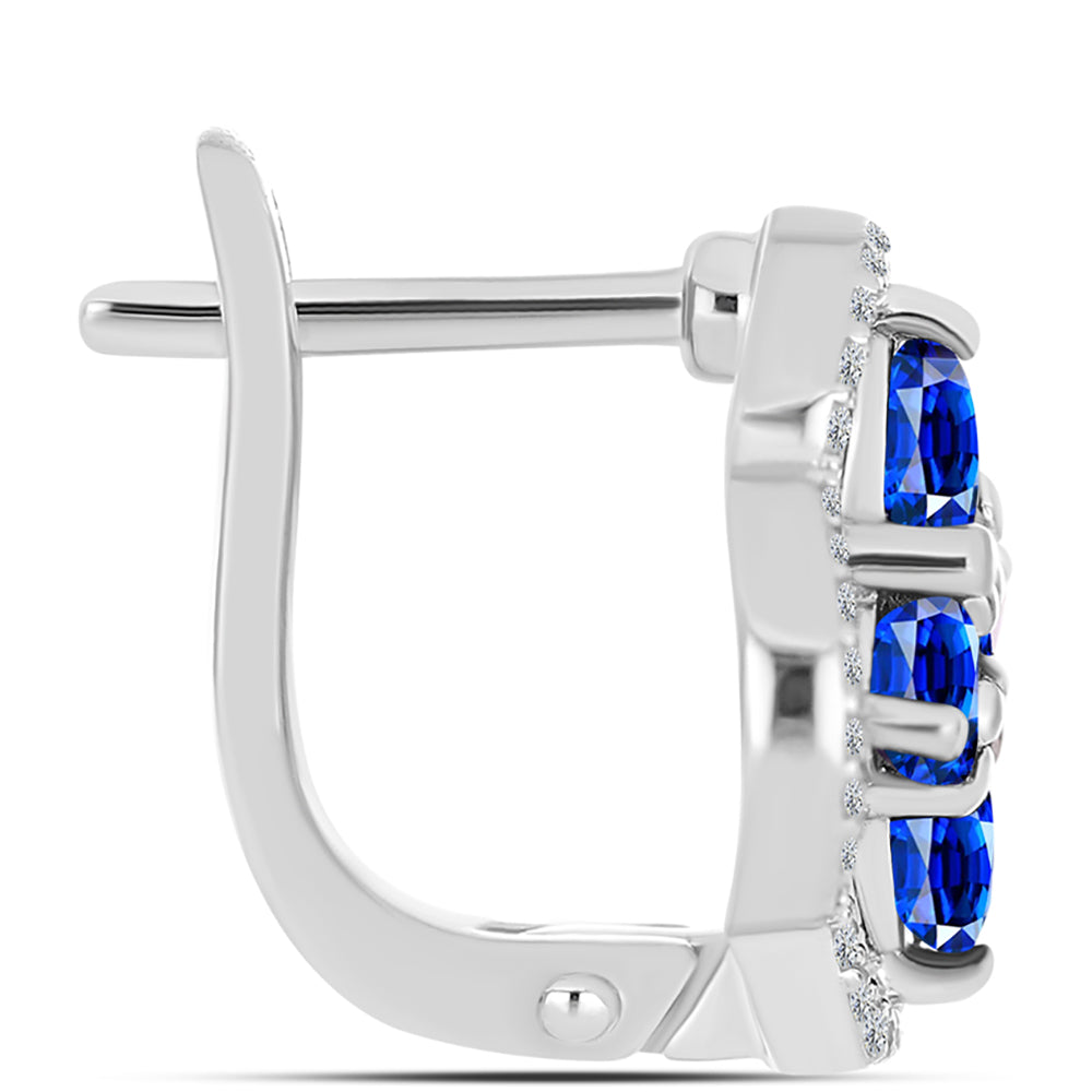 Brincos de Prata com Safira Azul Australiana e Topázio Branco