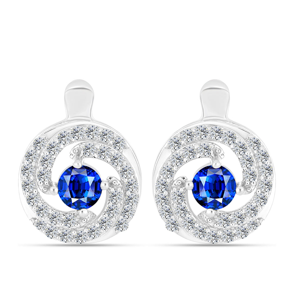 Brincos de Prata com Safira Azul Australiana e Topázio Branco 1 