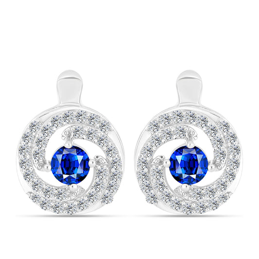 Brincos de Prata com Safira Azul Australiana e Topázio Branco