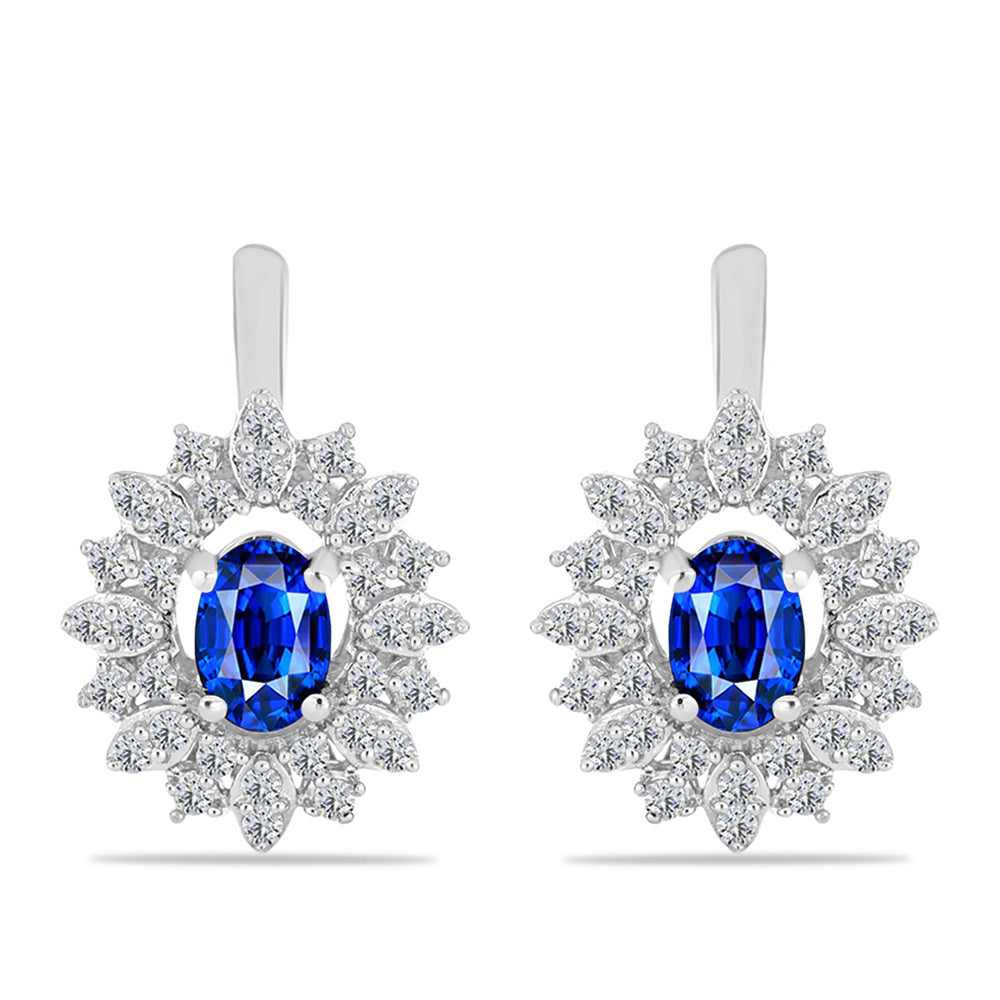 Brincos de Prata com Safira Azul Australiana e Topázio Branco