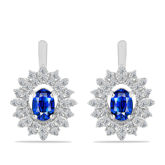 Brincos de Prata com Safira Azul Australiana e Topázio Branco
