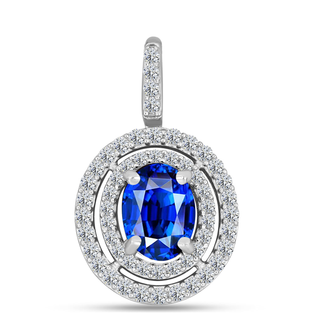 Pendente de Prata com Safira Azul Australiana e Topázio Branco 1 
