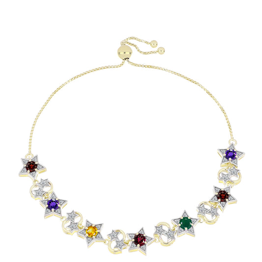 Pulseira de Prata com Banho de Ouro com Ametista de Marrocos e Citrino de Ural  Contraste: Cabeca de Veado (800)