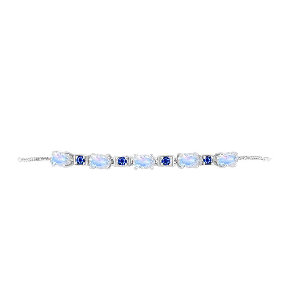 Pulseira de Prata com Safira Azul Australiana e Pedra da Lua Arco-íris  Contraste: Cabeca de Veado (800) 2 