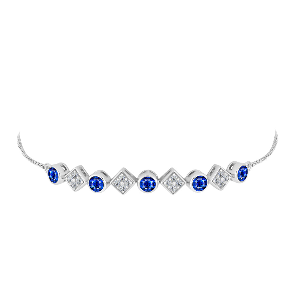 Pulseira de Prata com Safira Azul Australiana e Topázio Branco  Contraste: Cabeca de Veado (800)