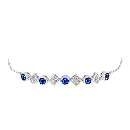 Pulseira de Prata com Safira Azul Australiana e Topázio Branco  Contraste: Cabeca de Veado (800)
