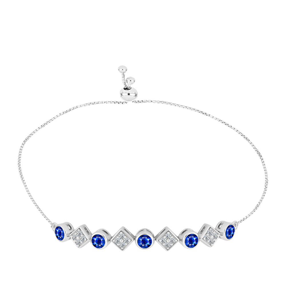 Pulseira de Prata com Safira Azul Australiana e Topázio Branco  Contraste: Cabeca de Veado (800)