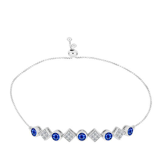 Pulseira de Prata com Safira Azul Australiana e Topázio Branco  Contraste: Cabeca de Veado (800)