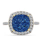 Anel de Prata com Banho de Ouro com Drusy Azul e Topázio Branco  Contraste: Cabeca de Veado (800)