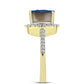 Anel de Prata com Banho de Ouro com Drusy Azul e Topázio Branco  Contraste: Cabeca de Veado (800)