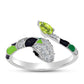 Anel de Prata com Peridoto de Changbai e Espinela Preta