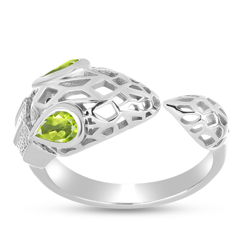 Anel de Prata com Peridoto de Changbai  Contraste: Cabeca de Veado (800)