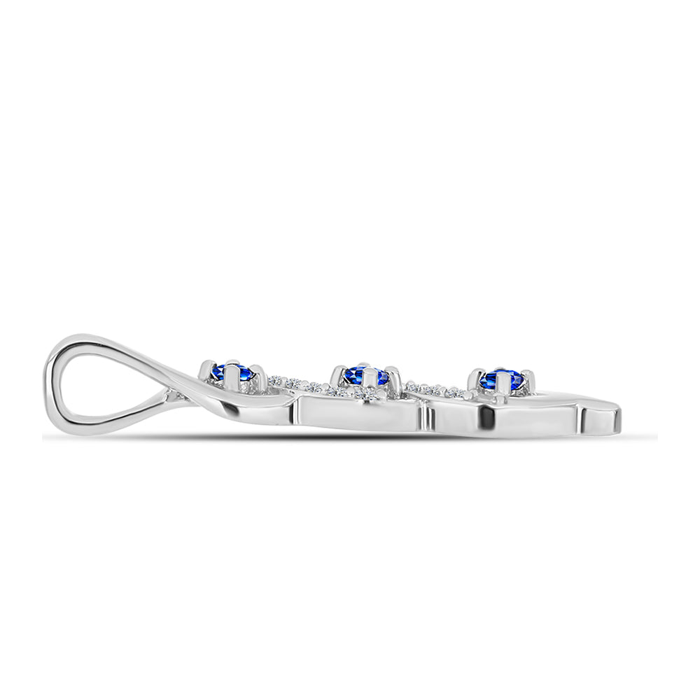 Pendente de Prata com Safira Azul Australiana e Topázio Branco