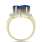 Anel de Prata com Banho de Ouro com Drusy Azul e Topázio Branco  Contraste: Cabeca de Veado (800)