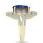 Anel de Prata com Banho de Ouro com Drusy Azul e Topázio Branco  Contraste: Cabeca de Veado (800)