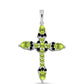 Cruz Pendente de Prata com Peridoto de Changbai e Topázio Branco  Contraste: Cabeca de Veado (800)