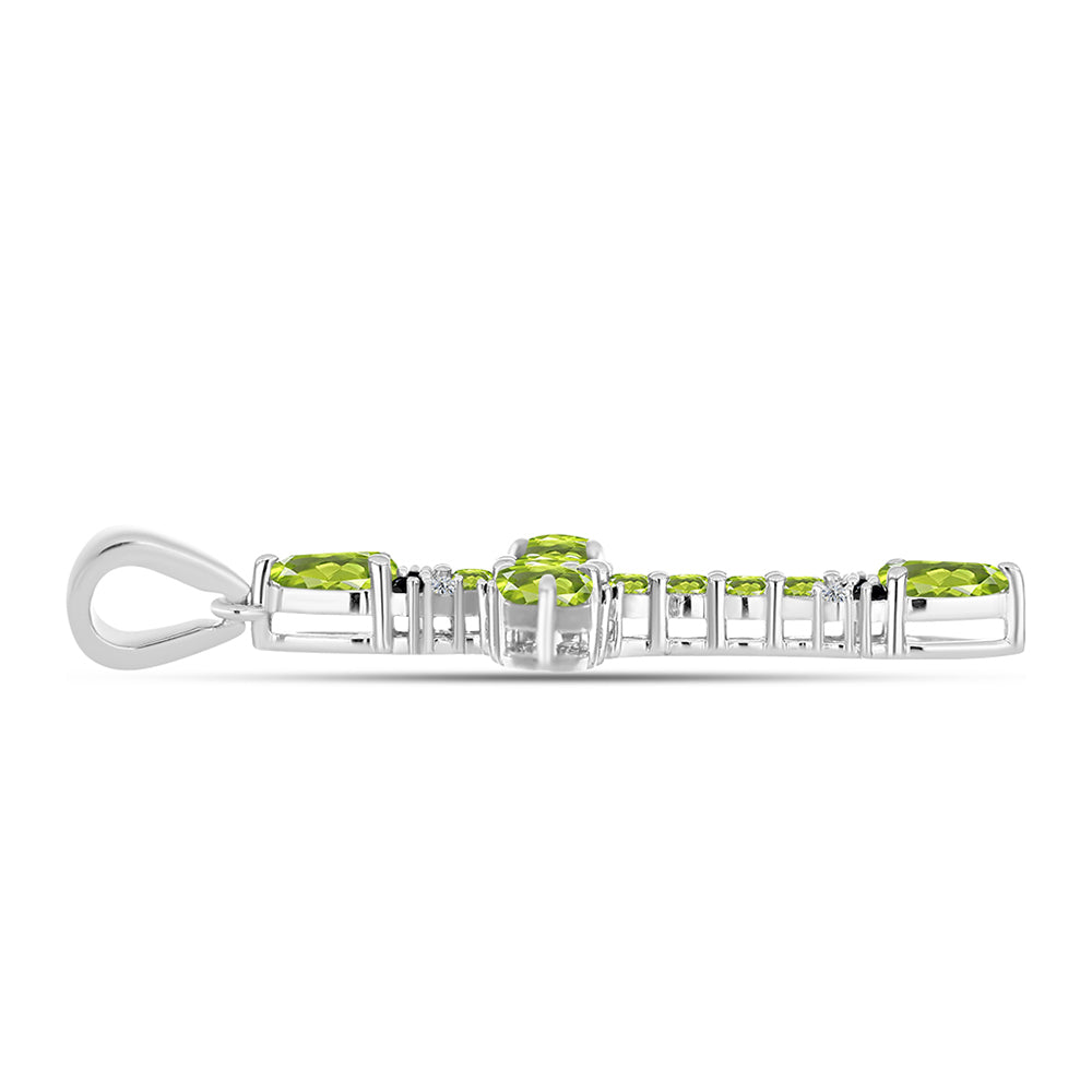 Cruz Pendente de Prata com Peridoto de Changbai e Topázio Branco  Contraste: Cabeca de Veado (800)