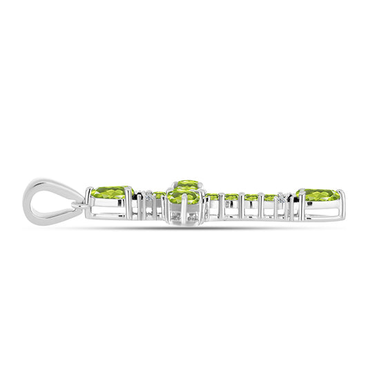 Cruz Pendente de Prata com Peridoto de Changbai e Topázio Branco  Contraste: Cabeca de Veado (800)