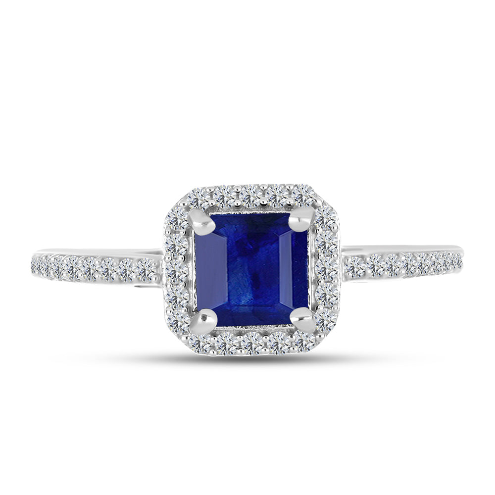 Anel de Prata com Safira Azul Australiana e Topázio Branco