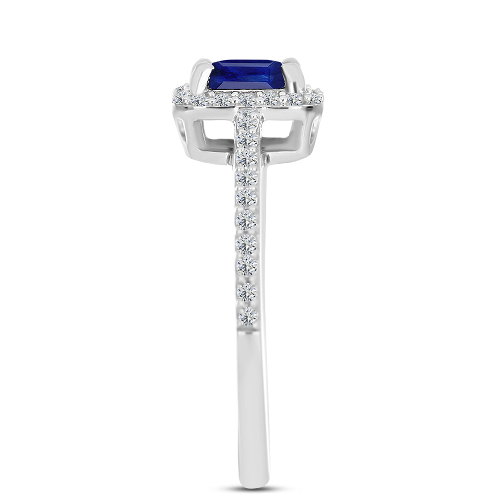 Anel de Prata com Safira Azul Australiana e Topázio Branco 4 