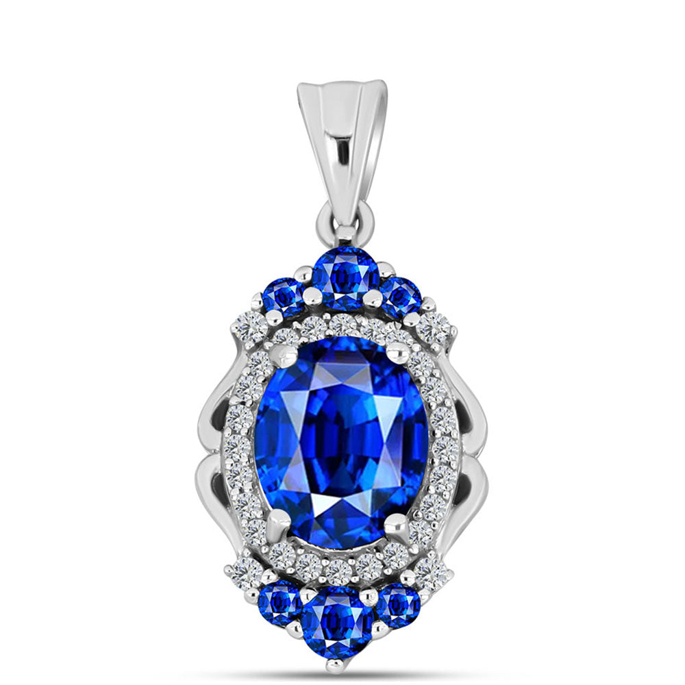 Pendente de Prata com Safira Azul Australiana e Topázio Branco