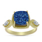 Anel de Prata com Banho de Ouro com Drusy Azul e Topázio Branco  Contraste: Cabeca de Veado (800)