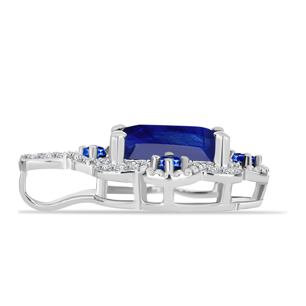 Pendente de Prata com Safira Azul Australiana e Topázio Branco