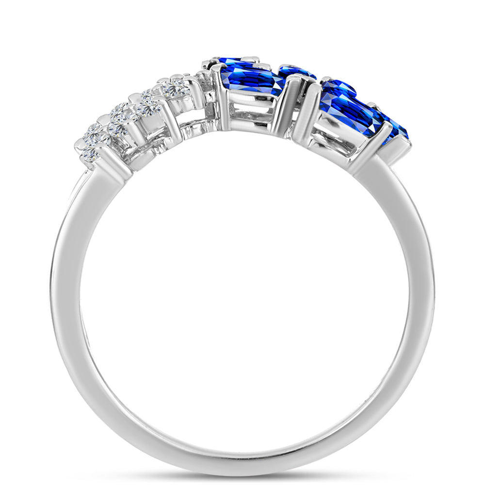 Anel de Prata com Safira Azul Australiana e Topázio Branco  Contraste: Cabeca de Veado (800)
