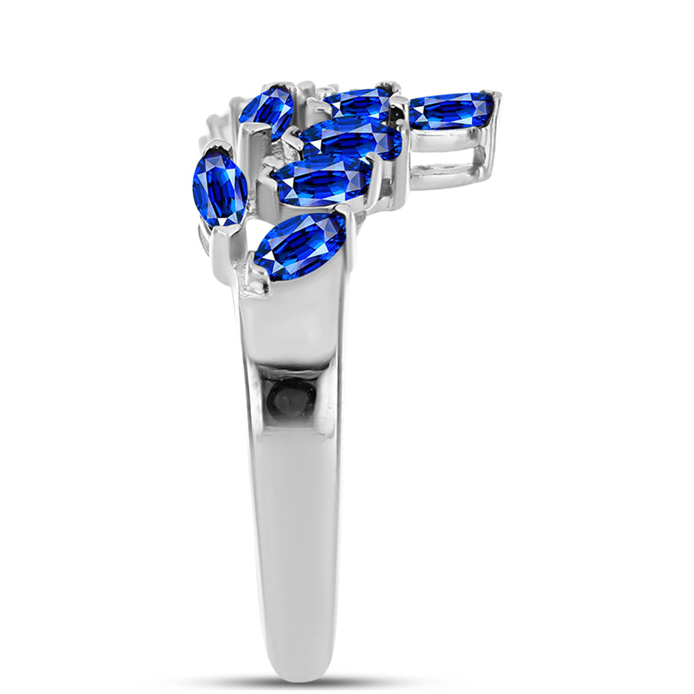 Anel de Prata com Safira Azul Australiana e Topázio Branco  Contraste: Cabeca de Veado (800)