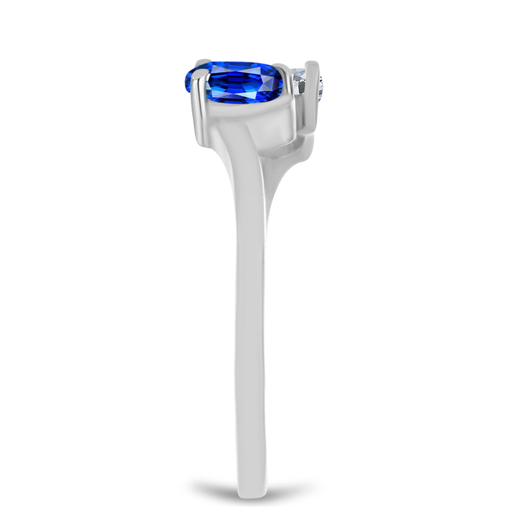 Anel de Prata com Safira Azul Australiana e Topázio Branco