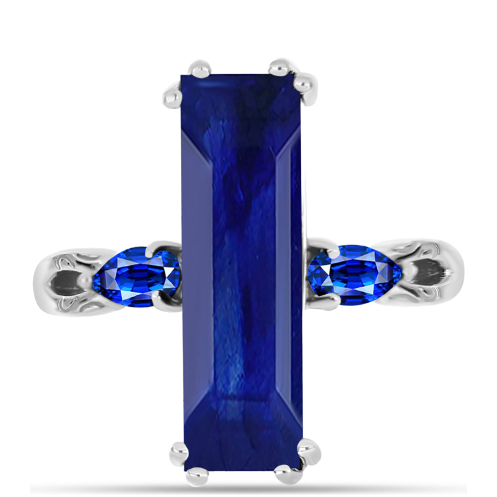 Anel de Prata com Safira Azul Australiana  Contraste: Cabeca de Veado (800)