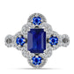 Anel de Prata com Safira Azul Australiana e Topázio Branco  Contraste: Cabeca de Veado (800)