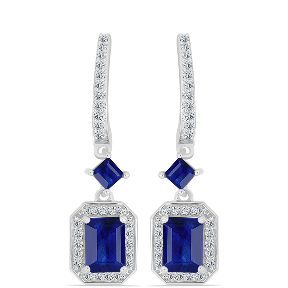 Brincos de Prata com Safira Azul Australiana e Topázio Branco 1 