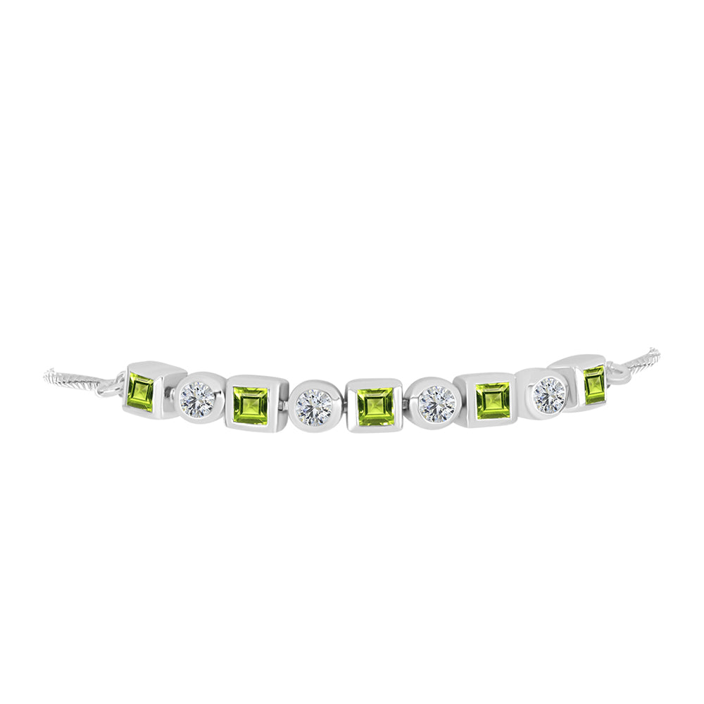 Pulseira de Prata com Peridoto de Changbai e Topázio Branco  Contraste: Cabeca de Veado (800)